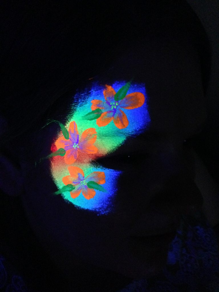 Neon Flower Rave Face Paint In The Dark
